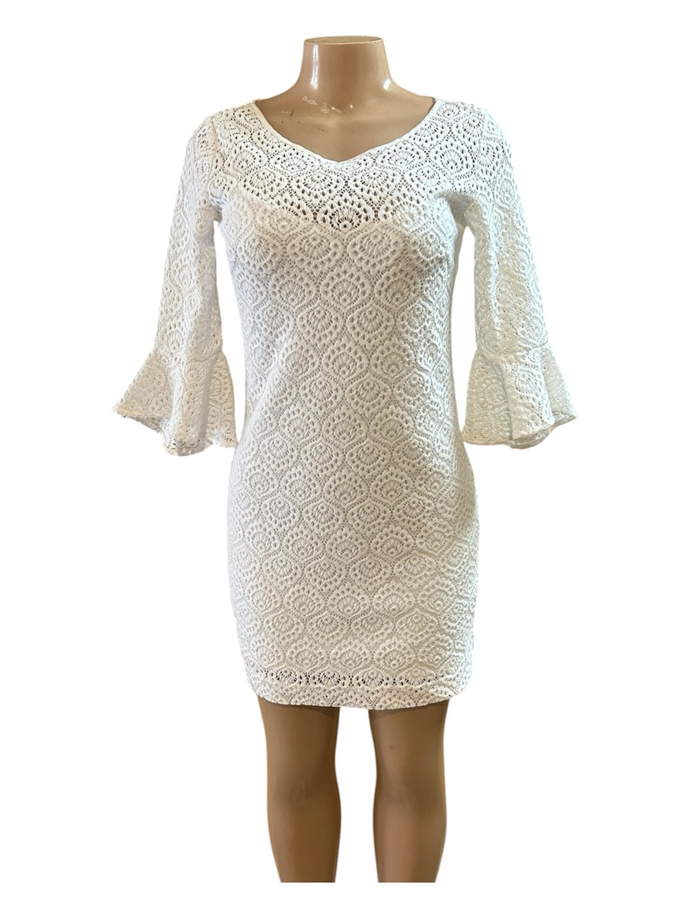 Lilly Pulitzer White Lace Bell-Sleeve Mini Dress